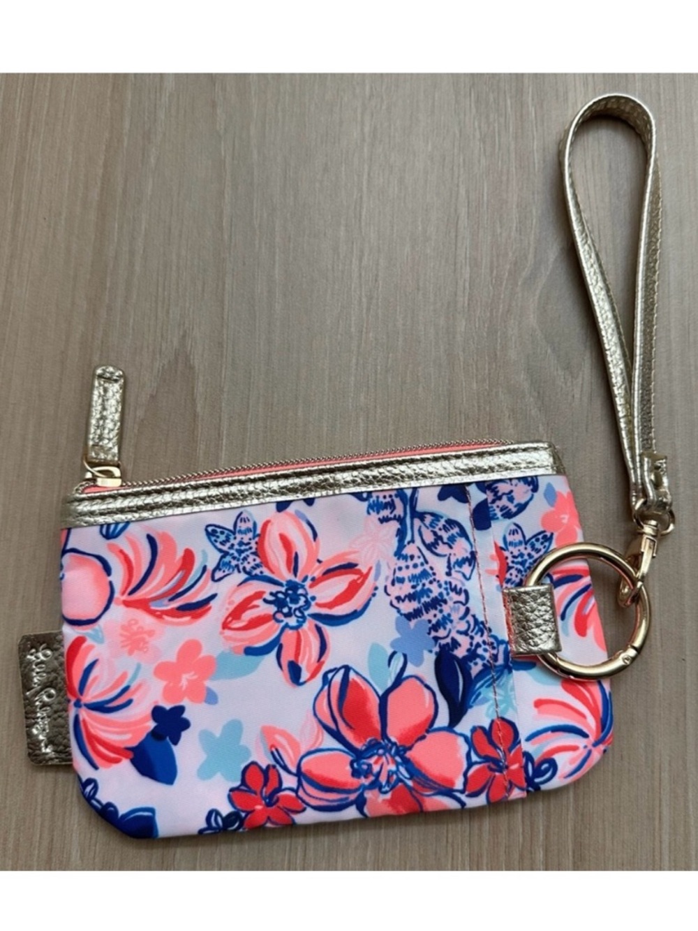 Lilly Pulitzer Printed Zip Top Wallet Pouch Wristlet Party Like a Lobster Floral